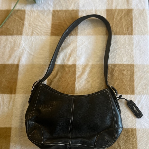 Liz Claiborne Black Leather Shoulder Bag - Picture 1 of 7